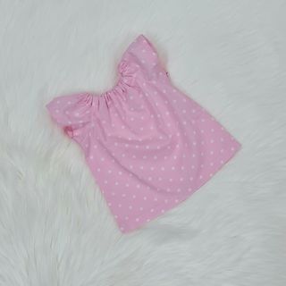 Dolls Summer Dress - Pink with White Polka Dots