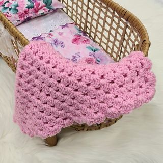 Dolls Crocheted Blanket - Pink