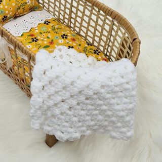 Dolls Crocheted Blanket - White