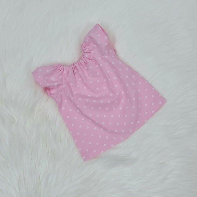 Dolls Summer Dress - Pink with White Polka Dots