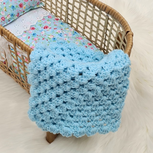 Dolls Crocheted Blanket - Blue