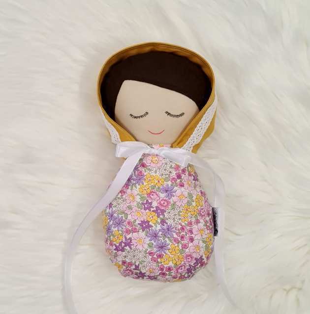 Cuddle Baby Doll - Mustard Bonnet