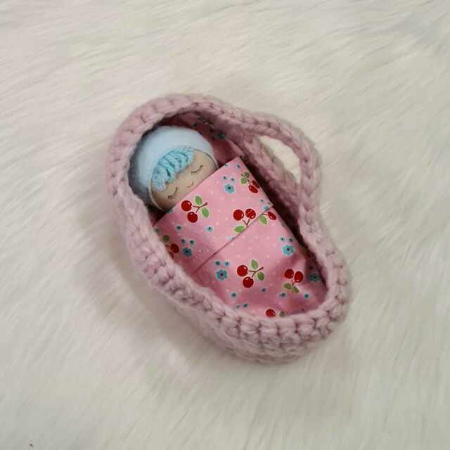 Mini Baby Doll with Mose Basket - Cherries