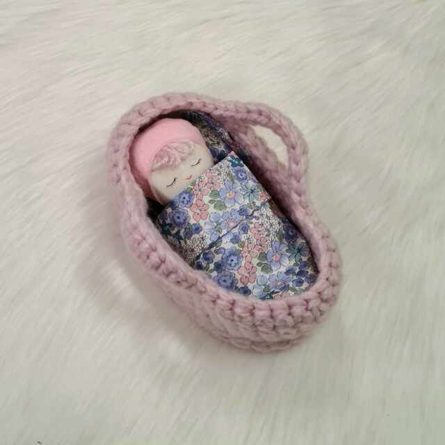 Mini Baby Doll with Moses Basket - Pastel Floral