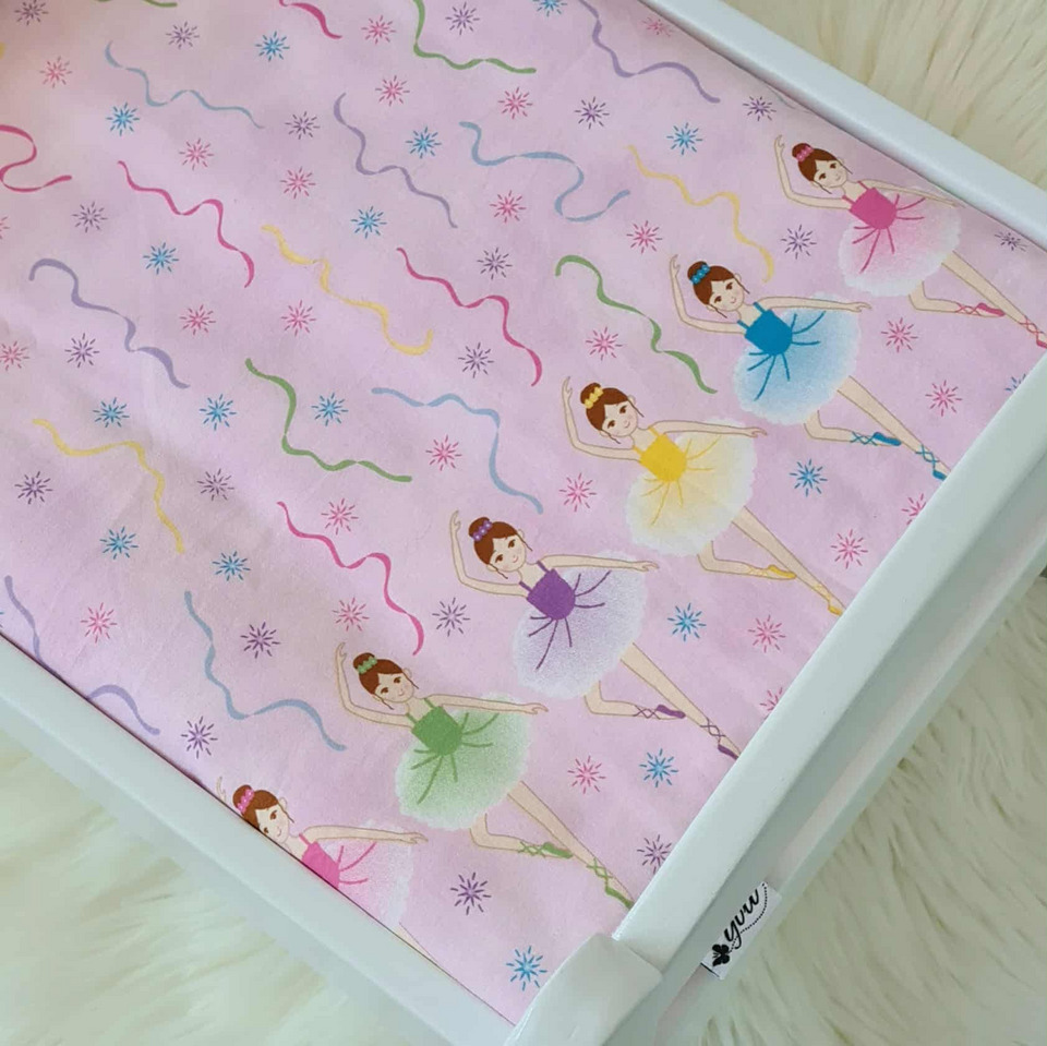 Dolls Bed, Cot or Pram Bedding Set - 2 Piece Pink Ballerina